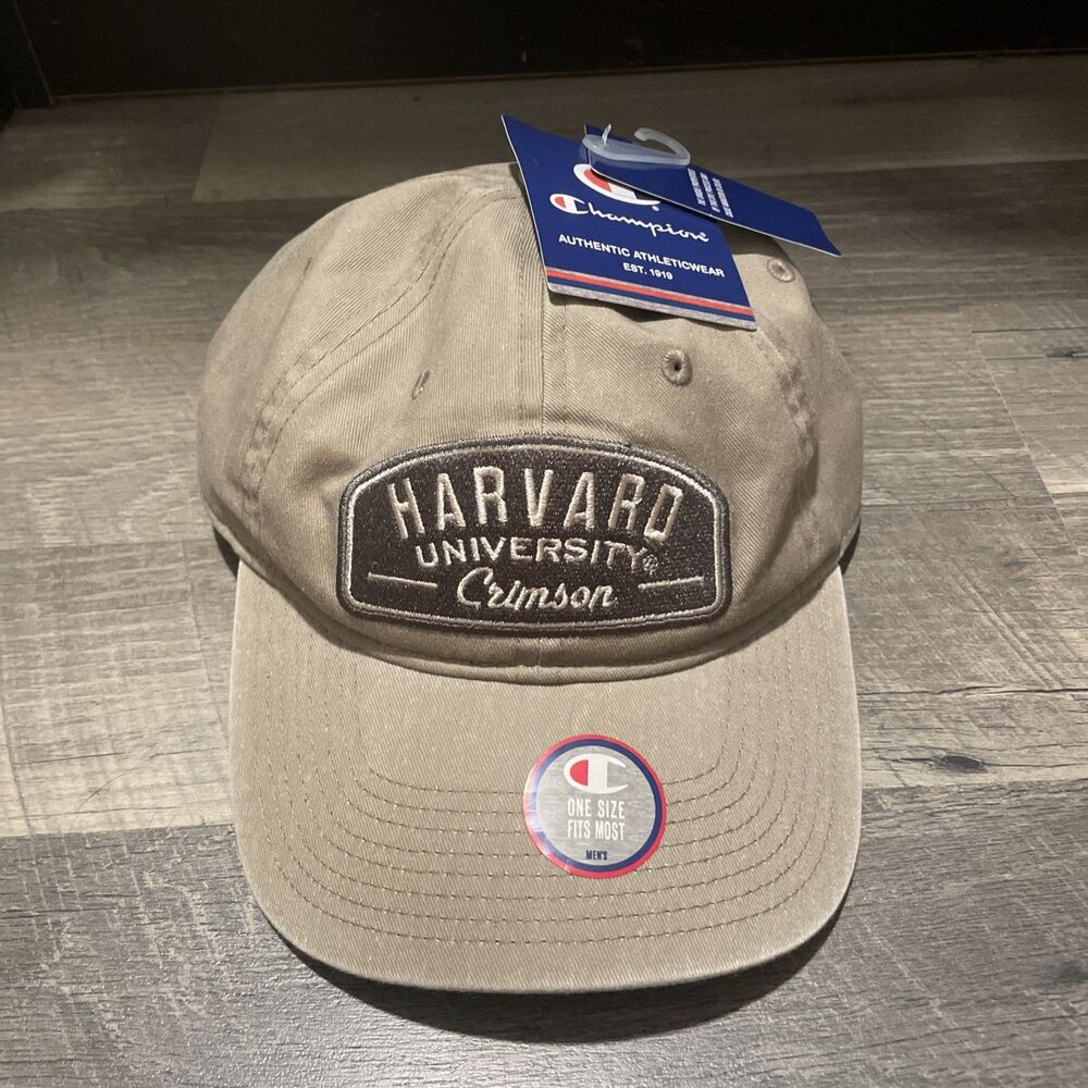NWT Champion Harvard University Crimson Dad Hat Cap Beige Strapback Adjustable